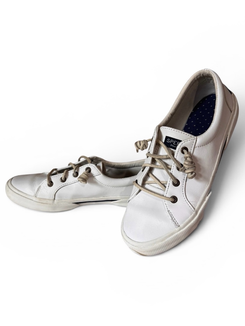Sperry Pier Wave LTT White Leather Sneakers Women's Size 8 STS85749